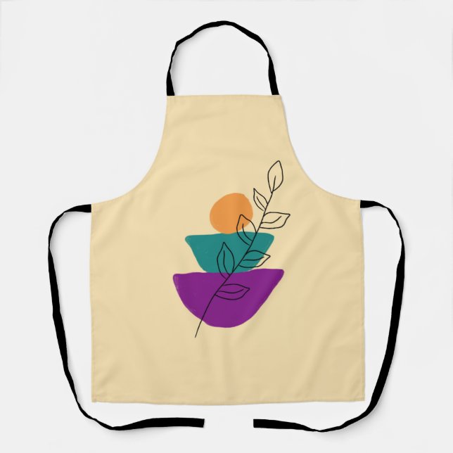 Blätter Boho-Illustration Schürze (Vorderseite)