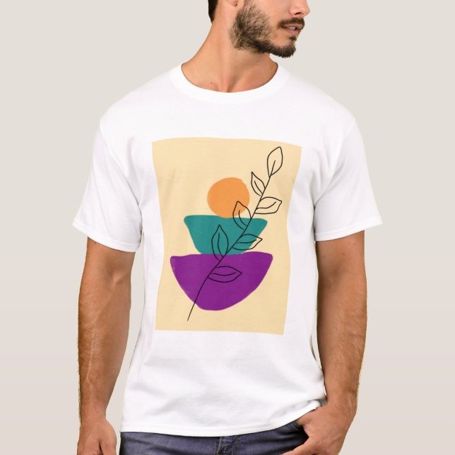 Blätter Boho-Illustration T-Shirt (Vorderseite)