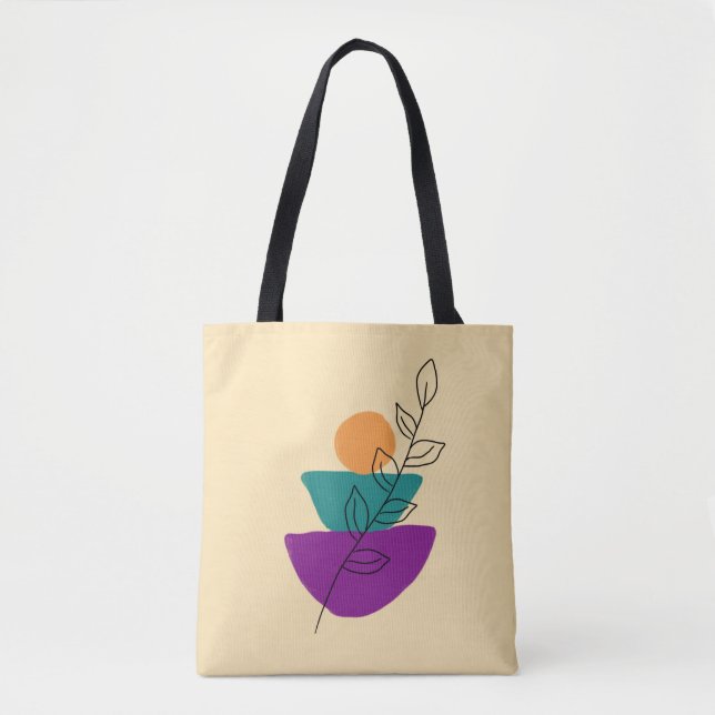 Blätter Boho-Illustration Tasche (Vorderseite)