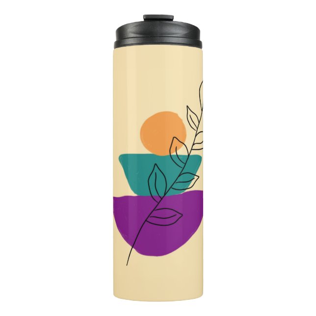 Blätter Boho-Illustration Thermosbecher (Vorderseite)