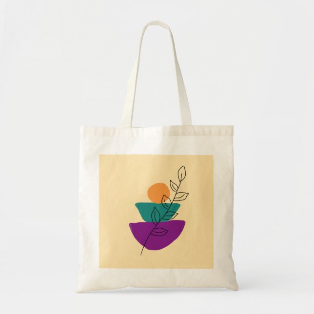 Blätter Boho-Illustration Tragetasche (Vorne)