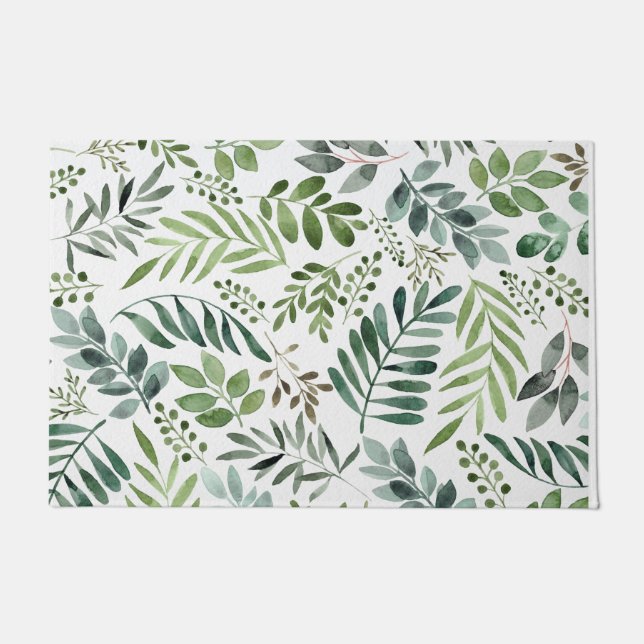Blätter botanische Vegetation    WasserfarbeDoorma Fußmatte (Vorderseite)