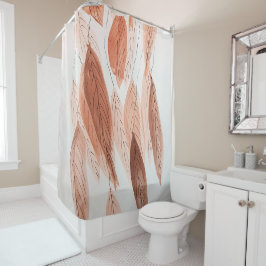 Blätter Brown Terracotta Beige Pinselstrich Duschvorhang