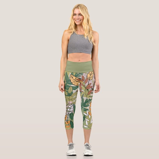 Blätter Capri Leggings (Vorderseite)
