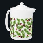 Blätter, Cones & Berries<br><div class="desc">Moderne Blätter aus grüner Pine,  Pinecones und roten Beeren auf Weiß. Ideal für die Weihnachtszeit!</div>
