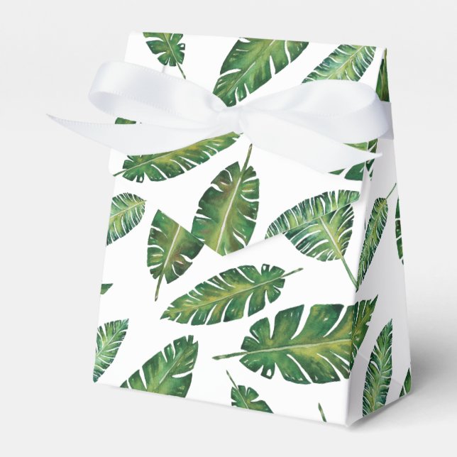 Blätter der Aquarellbanane im tropischen Sommer Geschenkschachtel (Vorderseite)