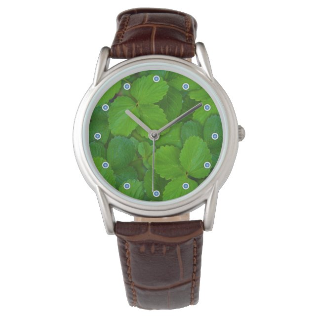 Blätter der Heiligen Basil Tulsi Grüne Münze Armbanduhr (Vorderseite)