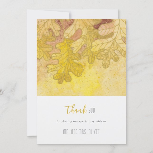 Blätter der Herbstküche Hochzeit Dankeschön-Karte Einladung (Vorderseite)