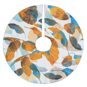 Blätter der Silhouette: Aquarell, digitale nahtlos Polyester Weihnachtsbaumdecke