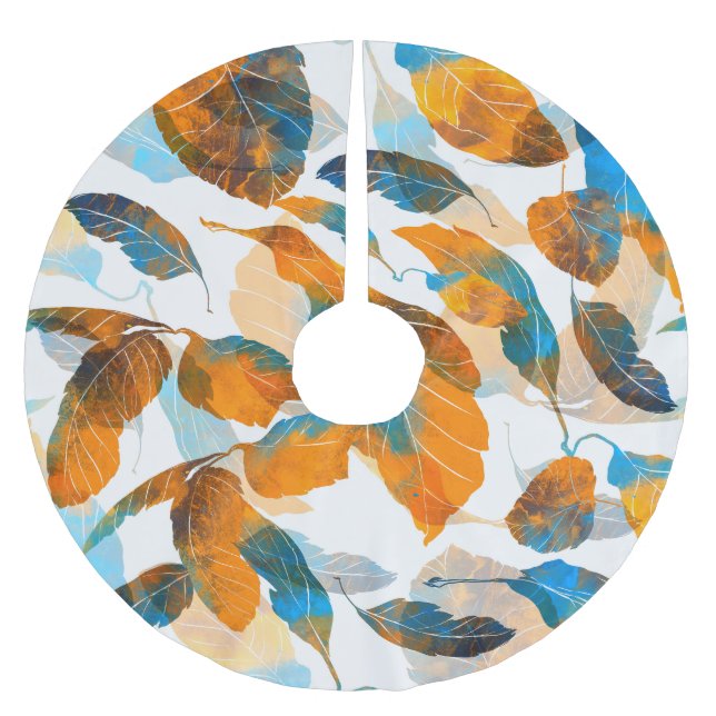 Blätter der Silhouette: Aquarell, digitale nahtlos Polyester Weihnachtsbaumdecke (Vorderseite)