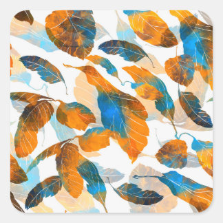 Blätter der Silhouette: Aquarell, digitale nahtlos Quadratischer Aufkleber
