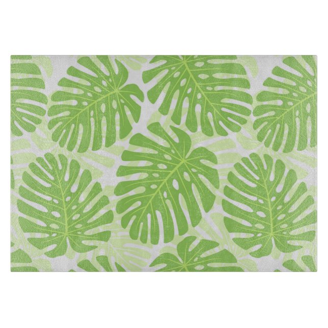 Blätter der tropischen Pflanze - Monstera-Muster Schneidebrett (Vorderseite)