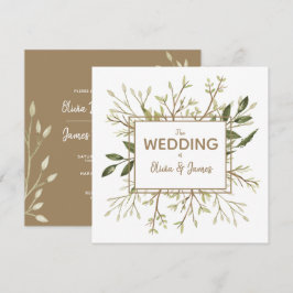 Blätter der Waldöhe - Einladung von Grün und Taupe