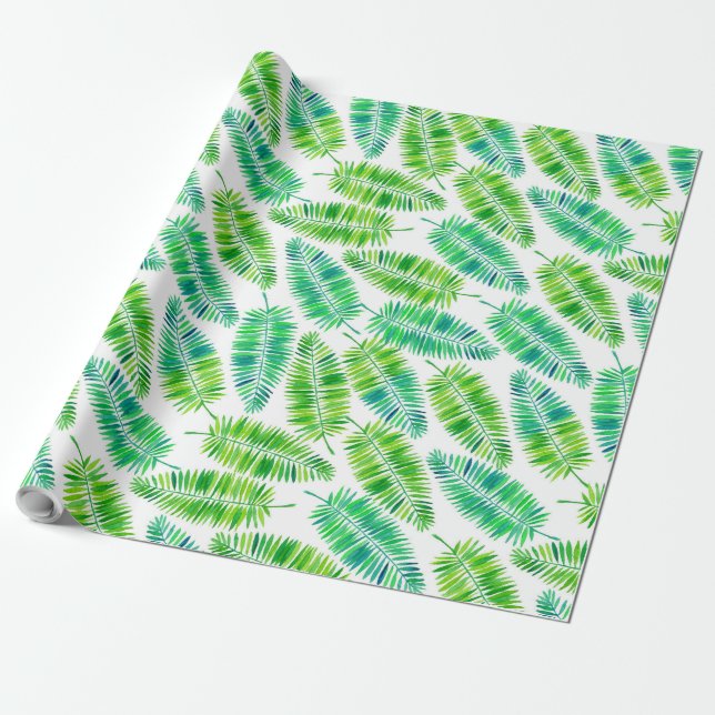 Blätter der Wasserfarbpalme Geschenkpapier (Ungerollt)