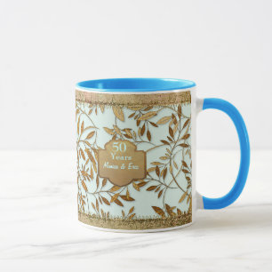 Blätter des 50. Geburtstages von Gold Tasse