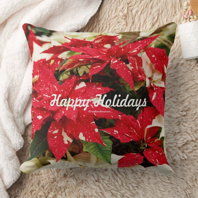Blätter des festlichen Blumenrotes Poinsettias Kissen (Decke)