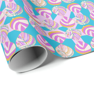 Blätter des Fischkopfes New Lilac Gold Turquoise Geschenkpapier