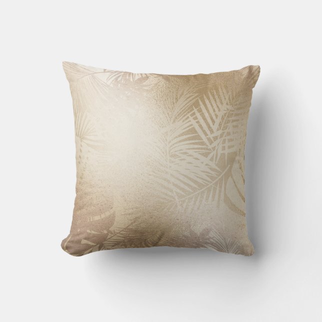 Blätter des Golden Shine Botanical Tropical Palm T Kissen (Vorderseite)