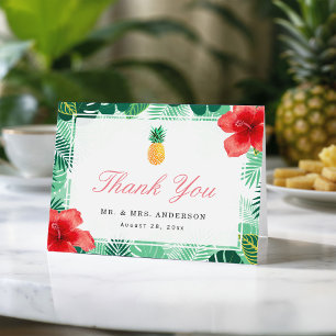 Blätter des tropischen Ananas Hibiskus Danke