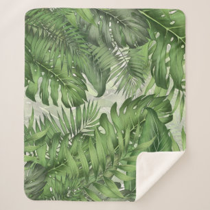 Blätter des tropischen Dschungels: nahtloser blume Sherpadecke