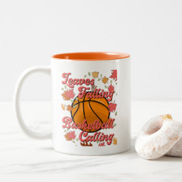 Blätter, die Basketball fallen und Retro-Fall rufe Zweifarbige Tasse