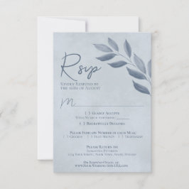 Blätter Dusty Blue Watercolor Wedding RSVP Karte