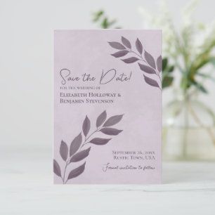 Blätter Elegant Dusty Lila Wedding Save The Date