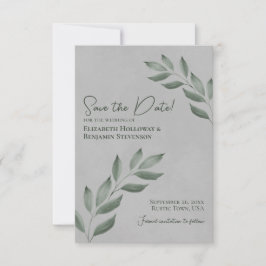Blätter Elegante Forest Green & Gray Wedding Save The Date