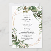 Blätter & Eukalyptus Gold-Hochzeitsprogramm