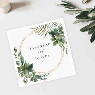 Blätter & Eukalyptus Gold Namensservietten Serviette