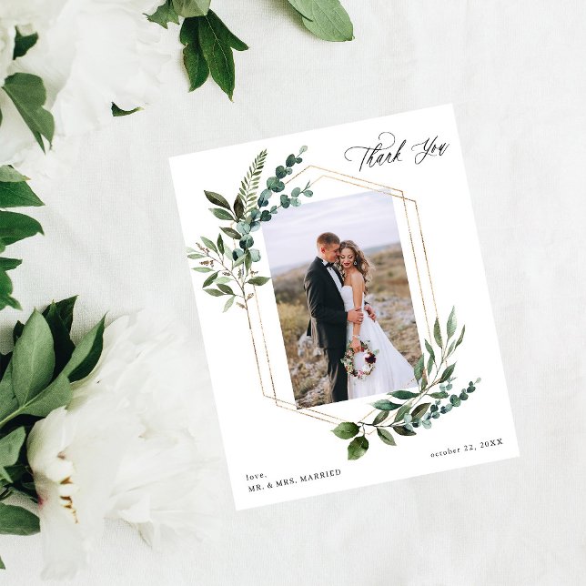 Blätter & Eukalyptus Gold Vielen Dank Foto Flyer (Von Creator hochgeladen)