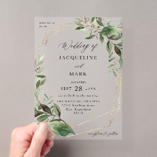 Blätter & Eukalyptus Goldene Hochzeit Acryleinladungen
