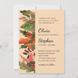Blätter fallen. Botanische Hochzeit im Herbst Einladung