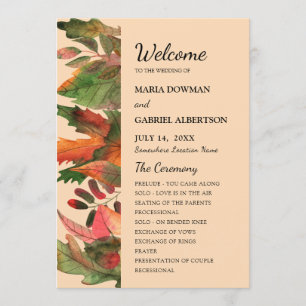 Blätter fallen. Botanische Hochzeit im Herbst Programm