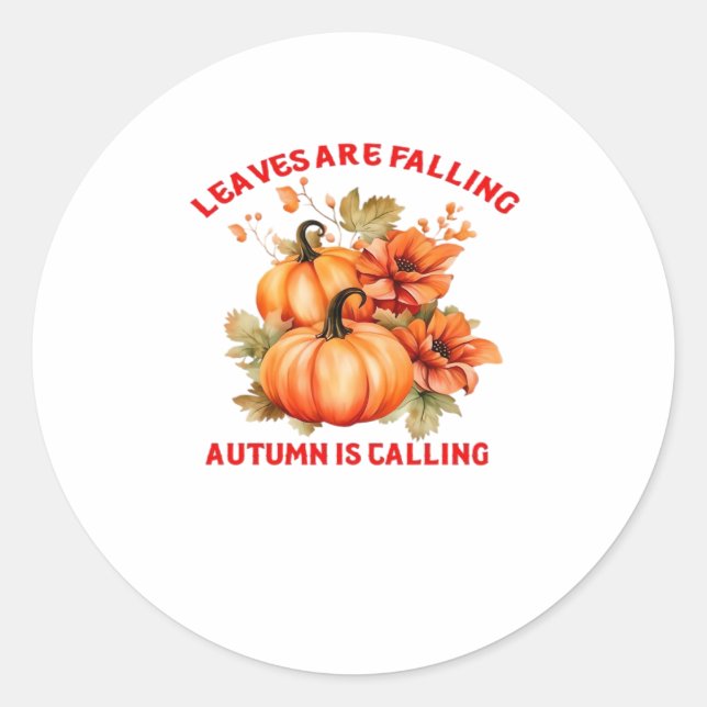 Blätter fallen Herbst nennt Design Klasse Runder Aufkleber (Vorderseite)
