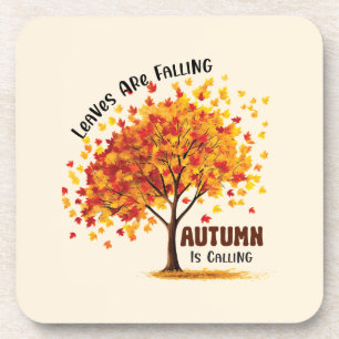 Blätter fallen, Herbst ruft - gemütlicher Fall Getränkeuntersetzer