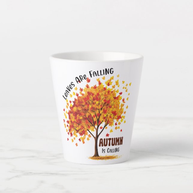 Blätter fallen, Herbst ruft - gemütlicher Fall Milchtasse (Vorderseite)