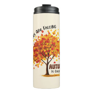 Blätter fallen, Herbst ruft - gemütlicher Fall Thermosbecher