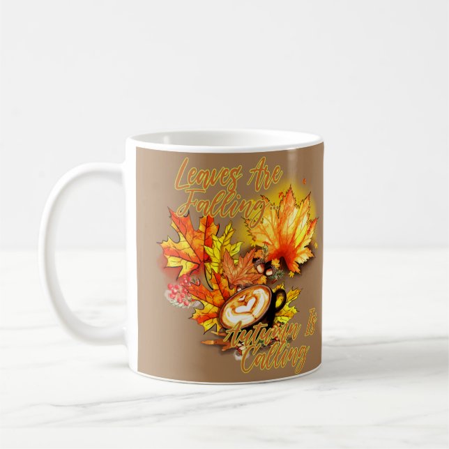 Blätter fallen... Herbst ruft Kaffeetasse (Links)