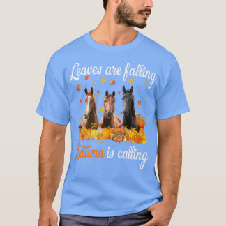 Blätter fallen Herbst ruft Pferde dank T-Shirt