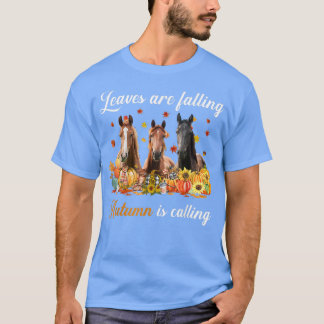 Blätter fallen Herbst ruft Pferde dank T-Shirt