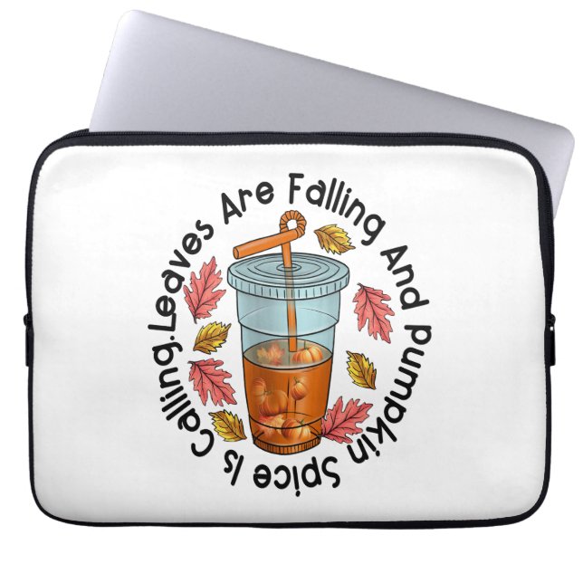 Blätter fallen und Kürbisgewürze rufen an Laptopschutzhülle (Vorderseite)