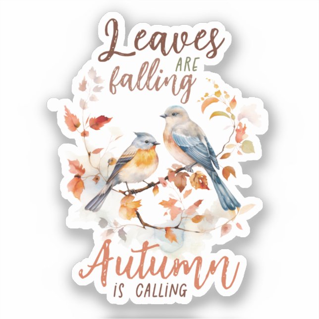 Blätter fallen - Whimsical Fall Birds & Foliage Aufkleber (Vorderseite)