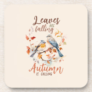 Blätter fallen - Whimsical Fall Birds & Foliage Getränkeuntersetzer