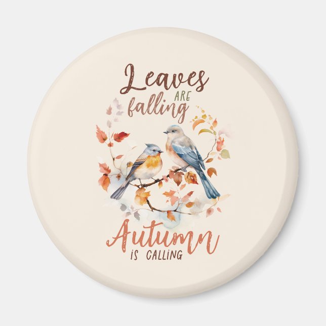 Blätter fallen - Whimsical Fall Birds & Foliage Magnet (Vorne)