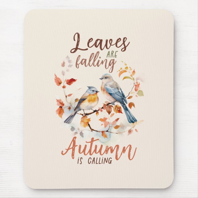 Blätter fallen - Whimsical Fall Birds & Foliage Mousepad (Vorne)
