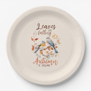 Blätter fallen - Whimsical Fall Birds & Foliage Pappteller