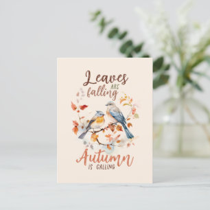 Blätter fallen - Whimsical Fall Birds & Foliage Postkarte