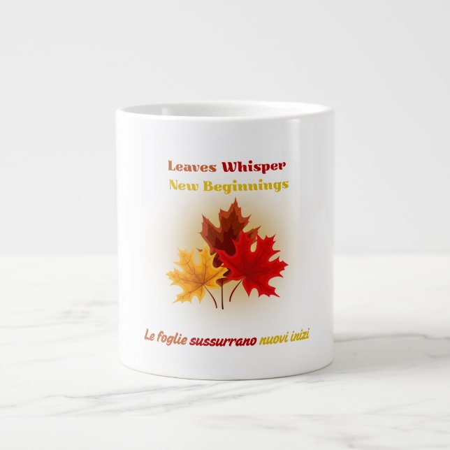 Blätter flüstern - Zweisprachige Tasse Herbst (Vorderseite)
