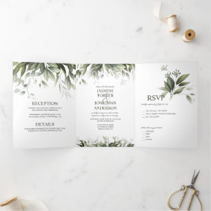 Blätter Foliage Wedding Dreifach Gefaltete Einladung